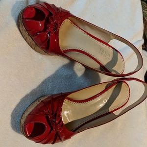 Franco Sarto Red Patent Leather Wedges
